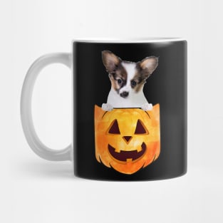 Papilon Dog In Pumpkin Pocket Halloween Mug